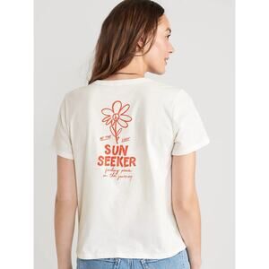 Old Navy Women's White Sun Seeker Everywear Graphic T Shirt Tee Top Size M